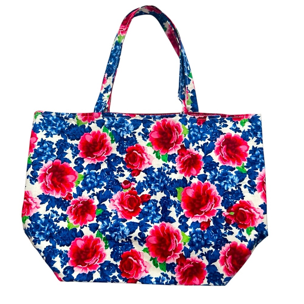 Handmade Colorful Floral Fabric Cotton Tote Bag All Purpose Carry Shoulder Purse - Picture 11 of 14